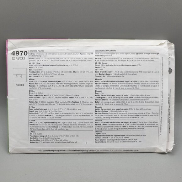 Simplicity Crafts 4970 Appliqued Pillow Pattern Kit Nancy McHugh One Size - Picture 4 of 4